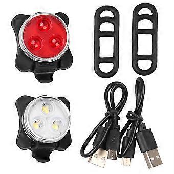 Oppladbart sykkellyssett, LED-sykkellys foran og bak, 4 lysmodusalternativer, 650mah litiumbatteri, sykkellys, IPX4 vanntett, e