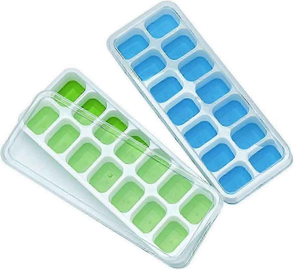 Ice Cube Trays, Silicone Easy-Release and Flexible 14-Ice Trays with Spill-Resistant Removable Lid