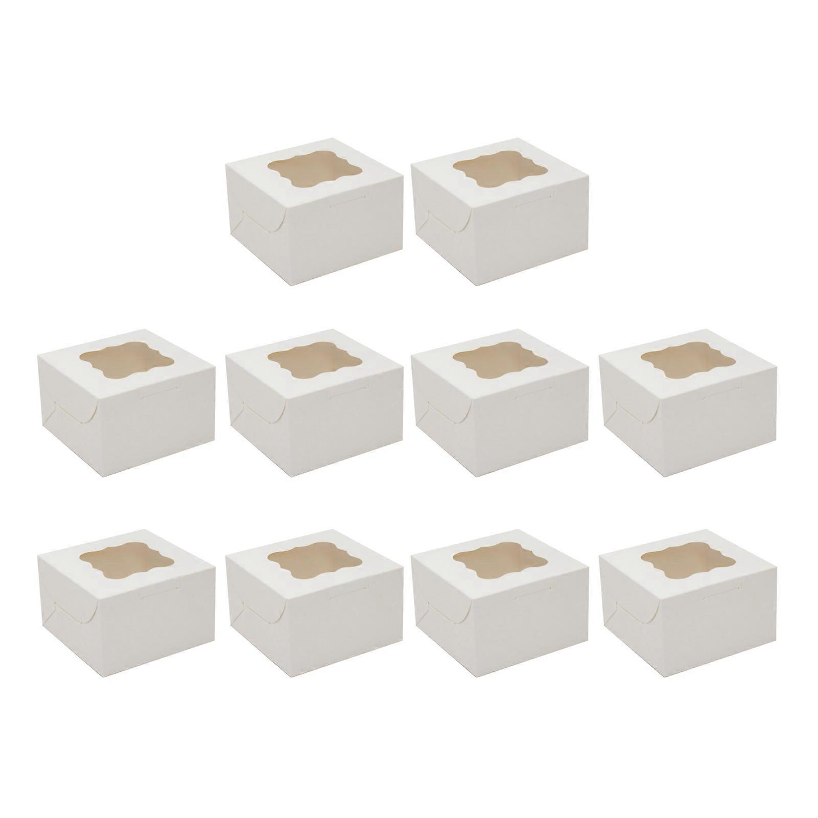 10Pcs Cookie Box Visible Window Waterproof White/Brown Bakery Dessert Packing Case Kitchen Tool