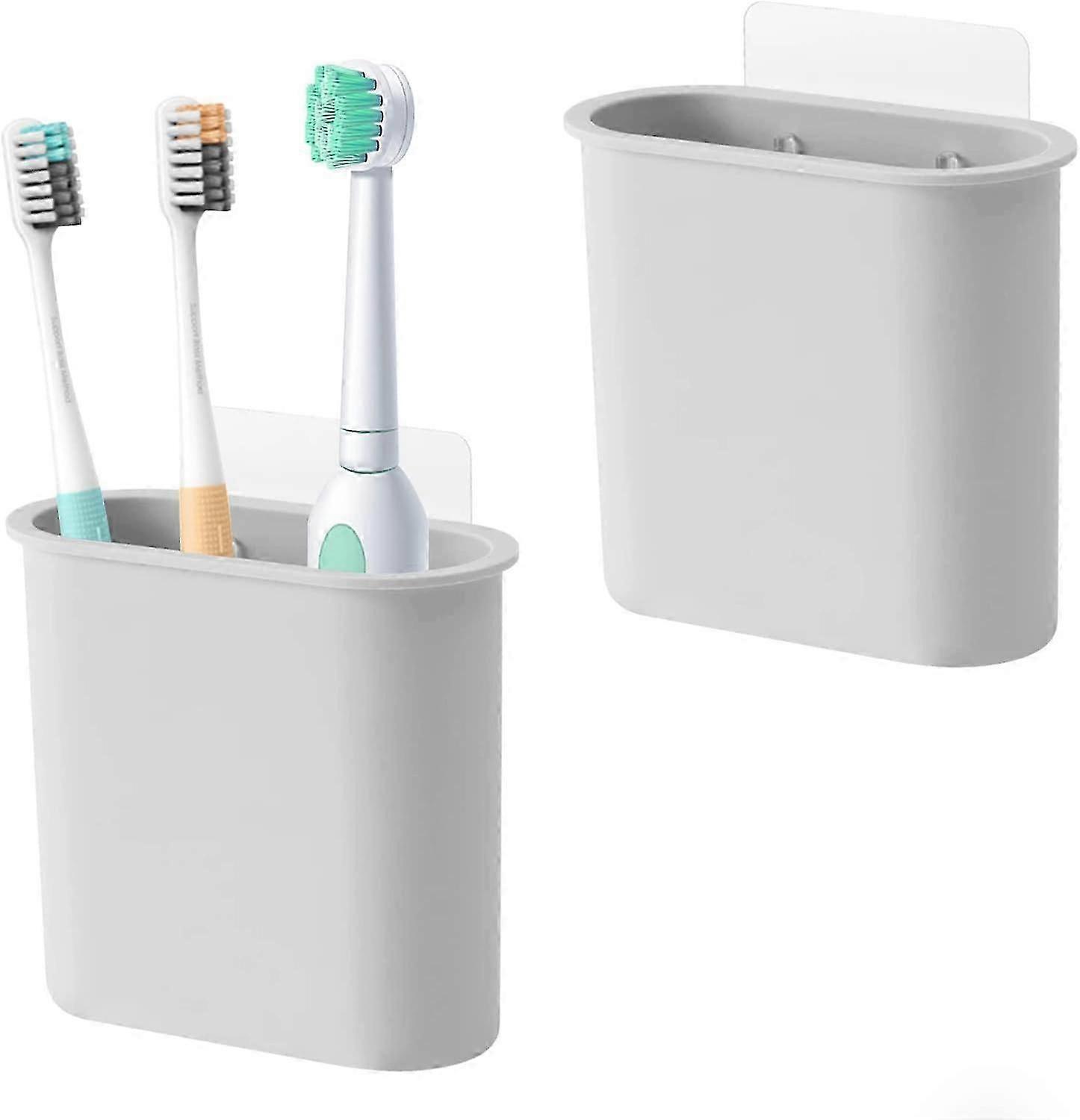 2 Pack Bathroom Wall Mounted Toothbrush Holder - Gray