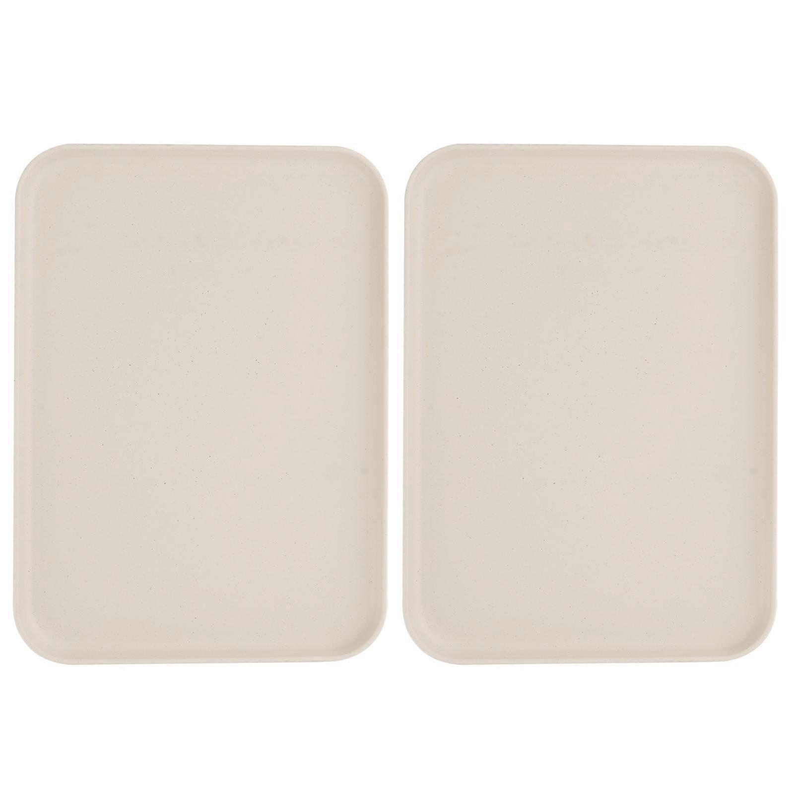 2Pcs Plastic Rectangular Service Plates Household Simple Dessert Fruit Trays