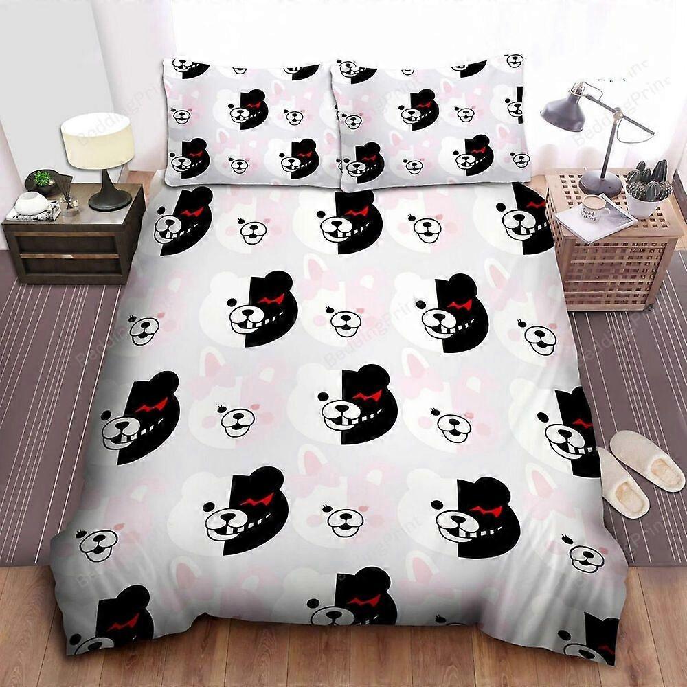 v50 Lakan Danganronpa Momokawa & Momomi sött huvudmönster fjäder påslakan sängkläder set3-delat sängkläder set (1 påslakan + 2 kudde shams) y50