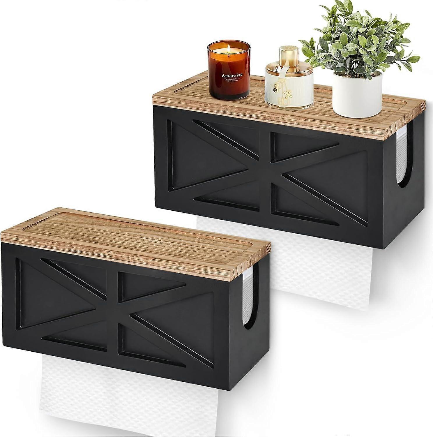 Solid Wood Paper Towel Dispenser Set for Bathroom Decor