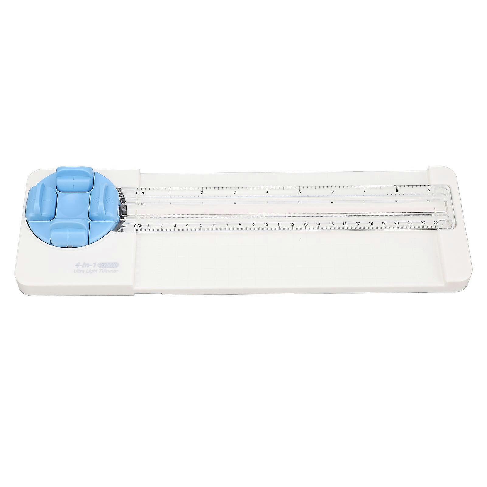 4 in 1 Paper Cutter Straight Curved Dotted Creasing Line Versatile Craft Trimmer with 45 to 90 Degree Angle Measuring Blue