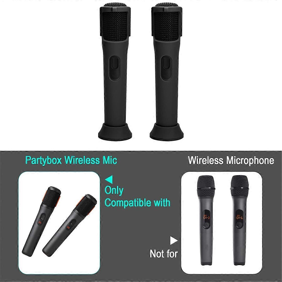 2Pcs Silicone Case for PartyBox Wireless Microphone Anti-Rolling Protective Case with Base Micropho