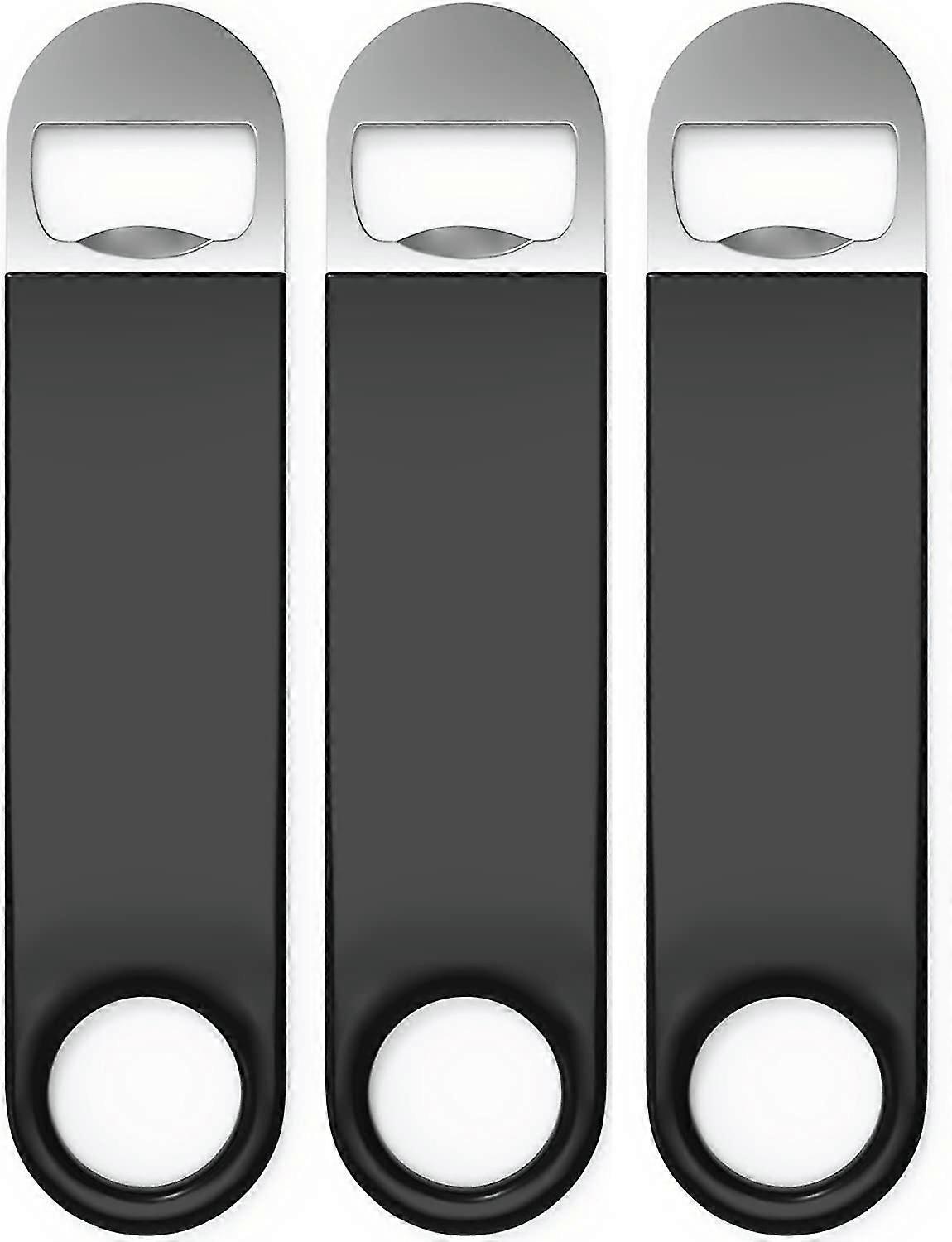 Bottle Openers - Professional Grade 3 Pack, Large Stainless Steel, Rubber Coated