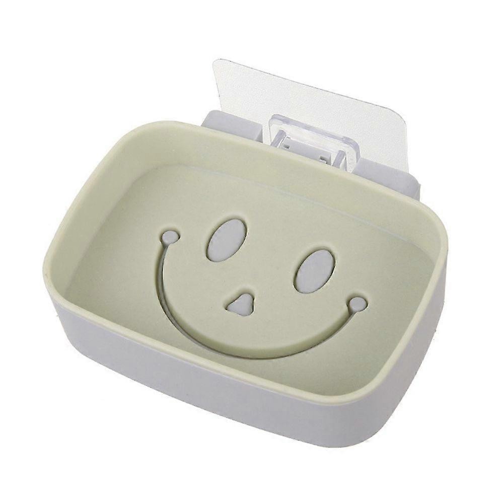 Double Layer Adhesive Wall-mounted Soap Dish Dispenser Accessories Storage Box (Green)