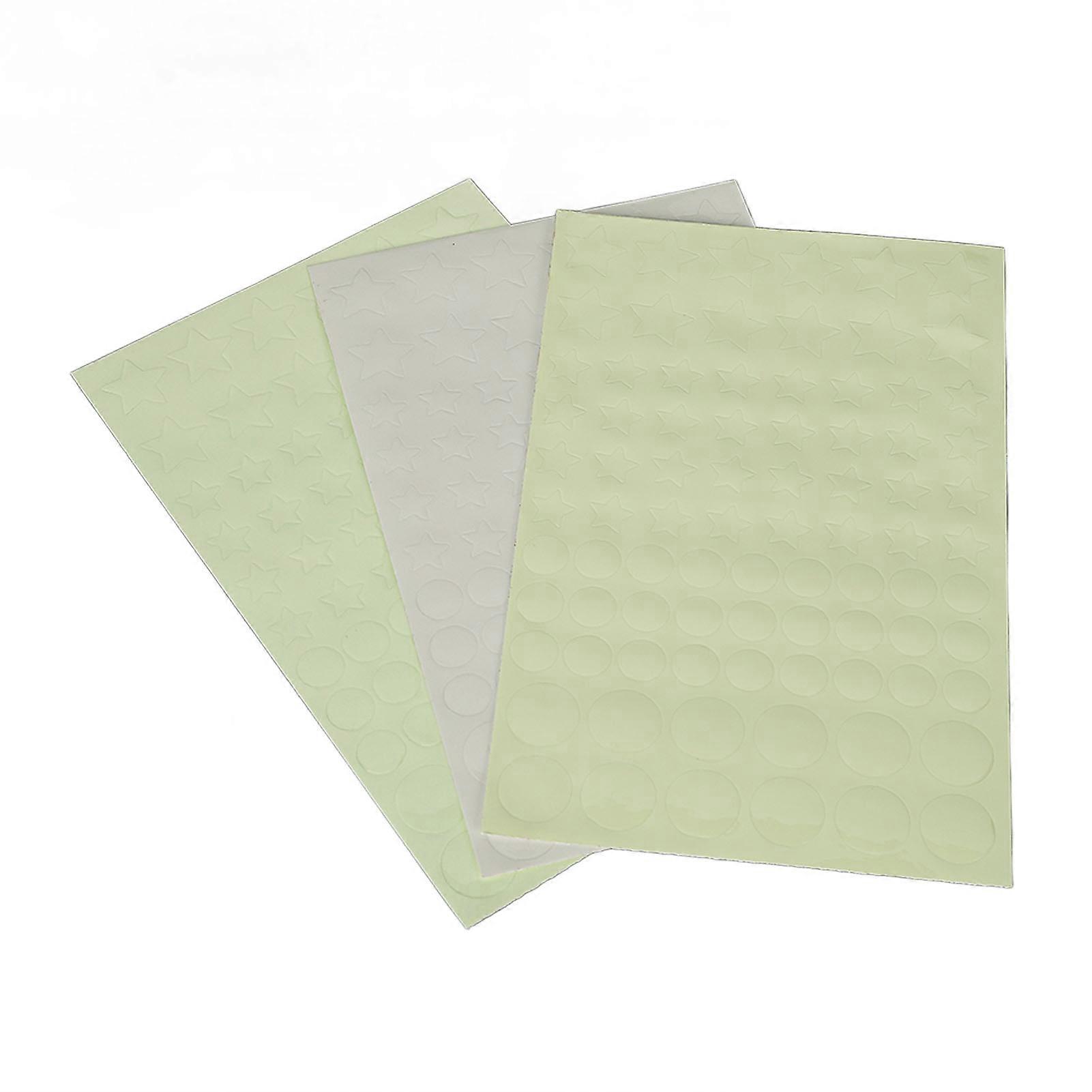 3pcs Glowing Star Wall Sticker Round Pattern DIY Glowing Wall Decoration Patch for Bedroom Ceiling