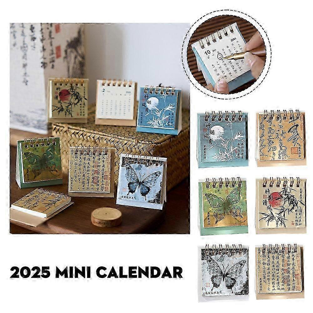 2025 Mini Calendar Chinese Ancient Style Desk Calendar Ornament DIY Decor
