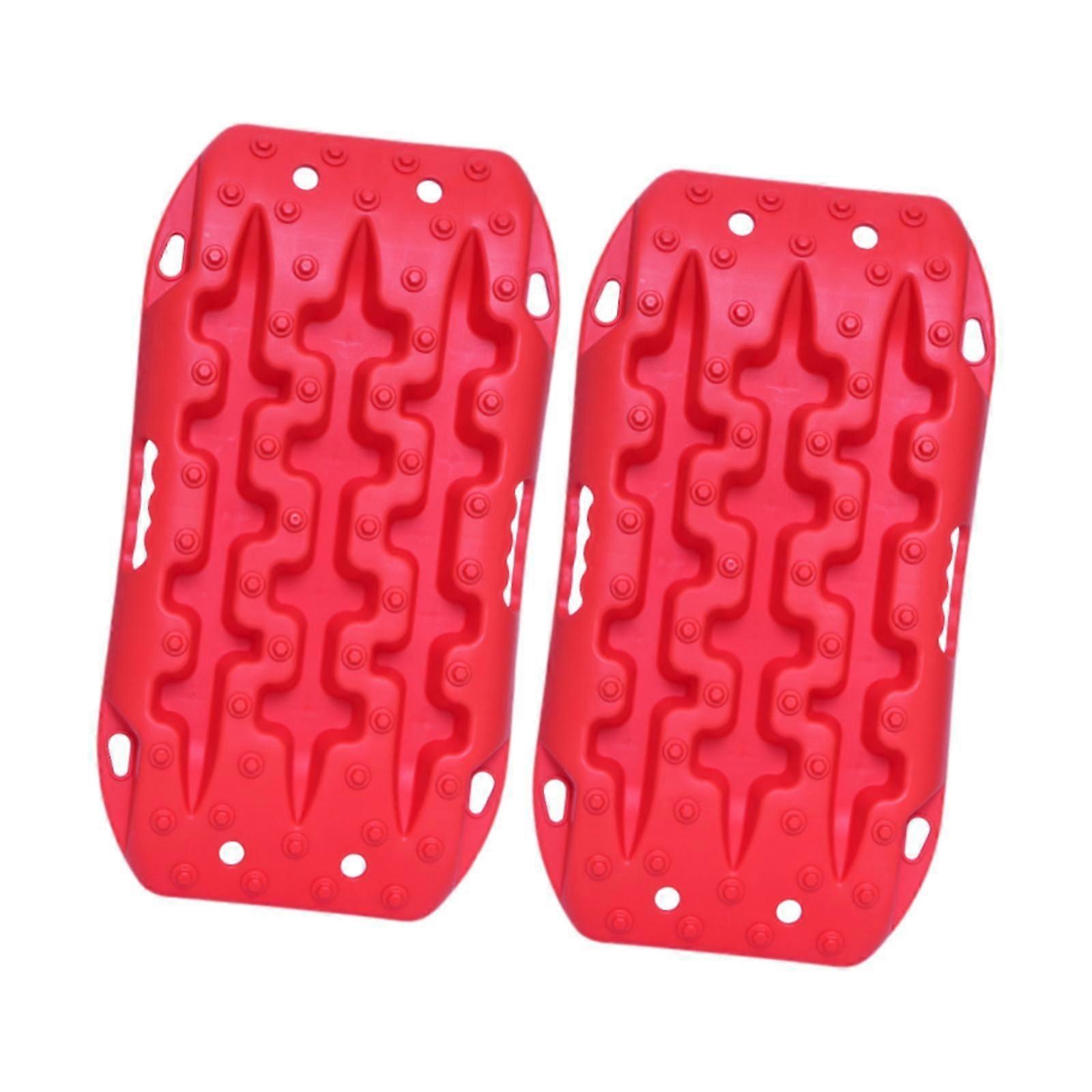 2x לוחות משיכה לרכב רמפות סולם שלג בוץ חול לרכב משאית טרקטורונים אדום