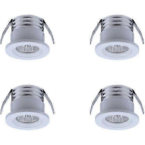 Set Of 4 Mini Recessed Led Spotlights, 3 W, Cool White Light White
