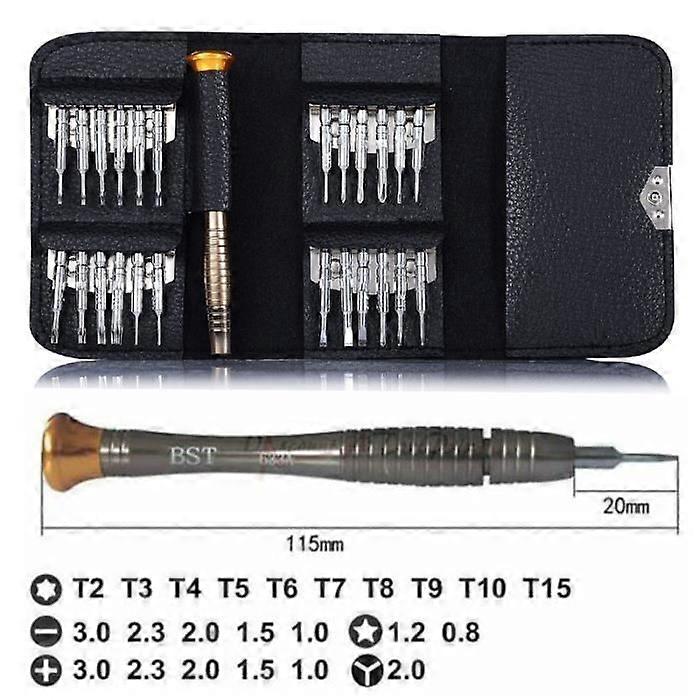 Mini Screwdriver Set - 25 Pieces - Repair Tools - Portable - Leather Case