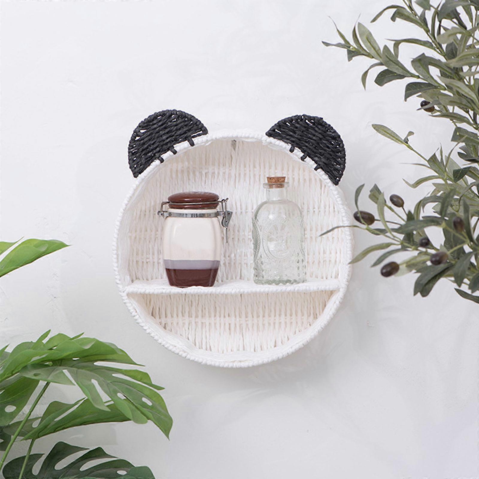 Rattan Small Plant Display Storage Rack Cute Bear Ear Wall Mounted ...