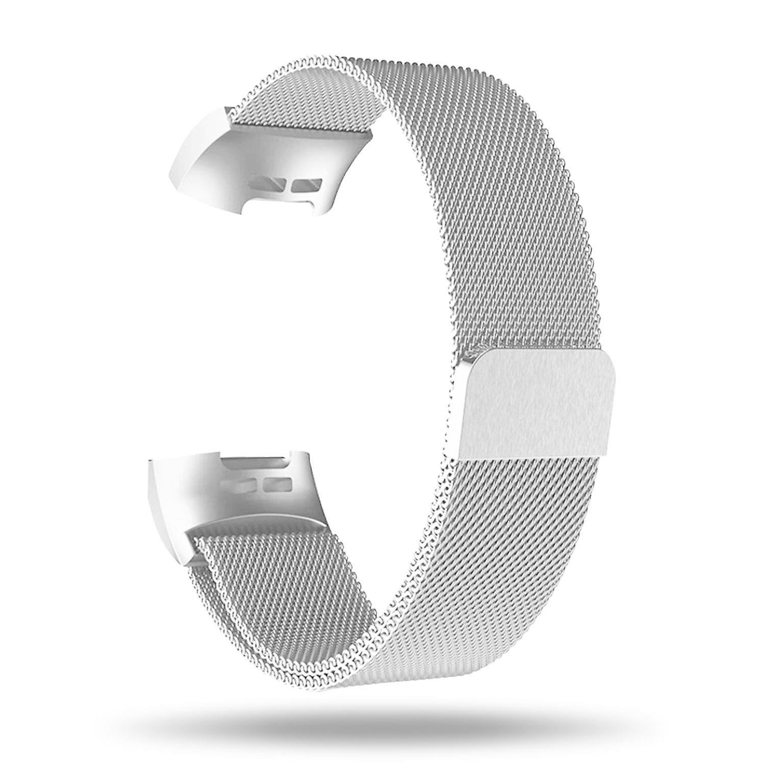 Aquarius Milanese Replacement Strap Band Compatible With Fitbit Charge 2, Silver