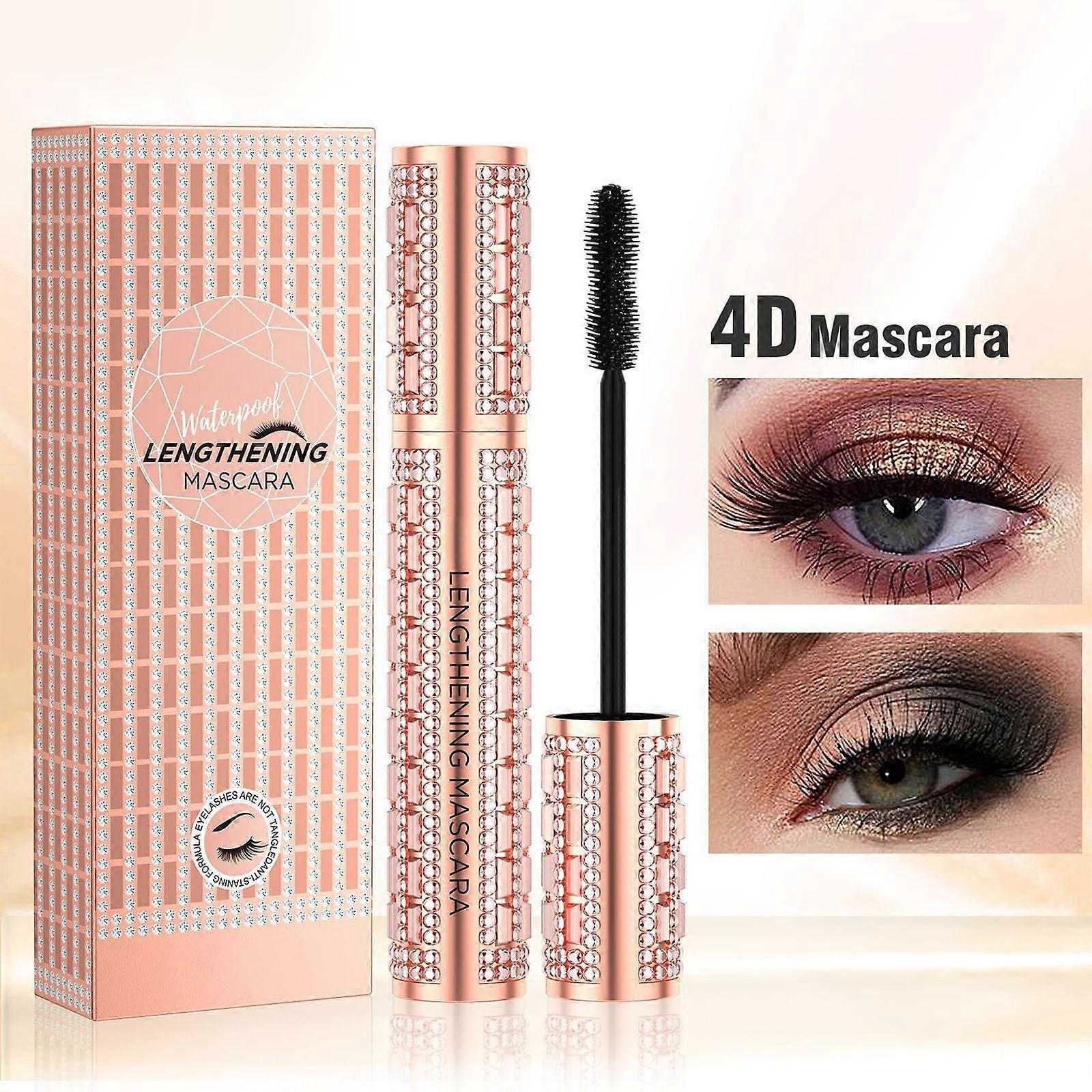 Cosmetics Mascara Mascara 4D Waterproof Dense Roll Long Non-halos Bottom Mascara Three-dimensional Fiber Long Roll-up Durables Shape