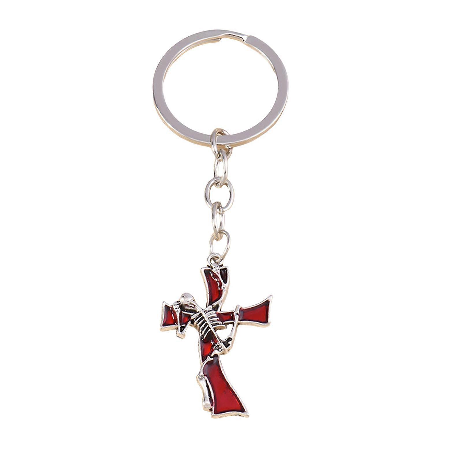 Religious Alloy Skull Keyring Rock Culture Keychain Trendy Bag Charm Alloy Texture Suitable for Daily Use or as a Gift