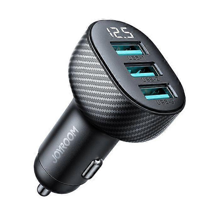 Car Charger - JoyRoom - JR-CCD03 - 3x USB - Digital Display - 17 W