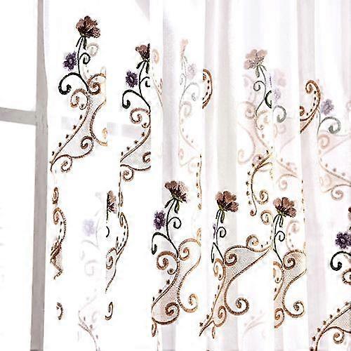 1PC LOZUJOJU Luxury European Embroidered Flower Tulle Sheer Curtains Window Drapes For Living Room Home Decor