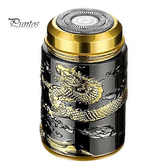 Men Electric Shaver Carved Chinese Dragon IPX6 Waterproof Type-C Rechargeable Mini Travel Rotary Razor Portable Hair Beard Trimmer Remover Tool