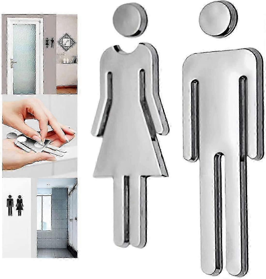 12cm toiletskilt, toilethusnummer, rustfrit stål skilt2stk z