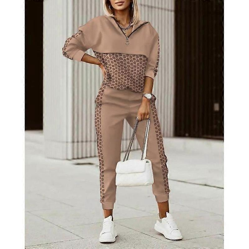 Women's tracksuit set - Brown - Long sleeves - Indoor - Multisport