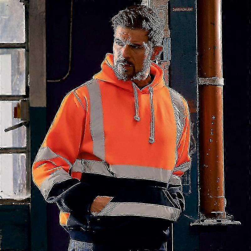 高い可視性反射ストライプ安全作業服男性パーカープルオーバースウェットシャツ