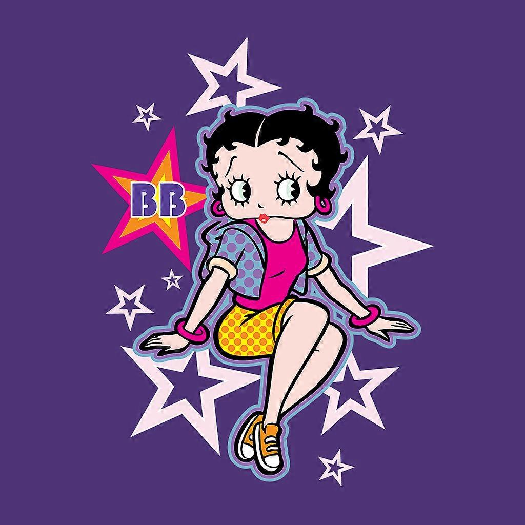 Betty Boop Sitting Stars and Dots Men's Hooded Sweatshirt