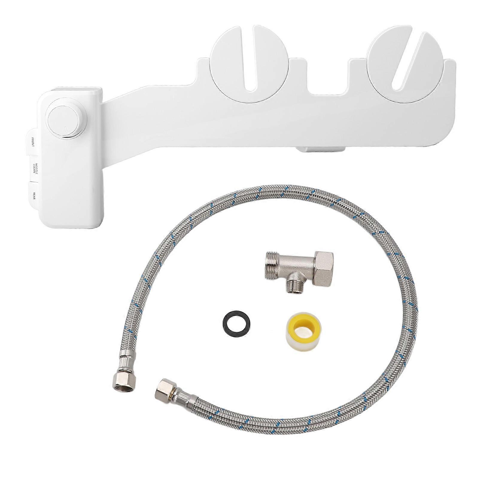 Bidet Attachment Self Cleaning Adjustable Water Pressure Dual Nozzle Ultra Slim Button Control Toilet Seat Attachment 9/16in 15/16in Tee North Americ