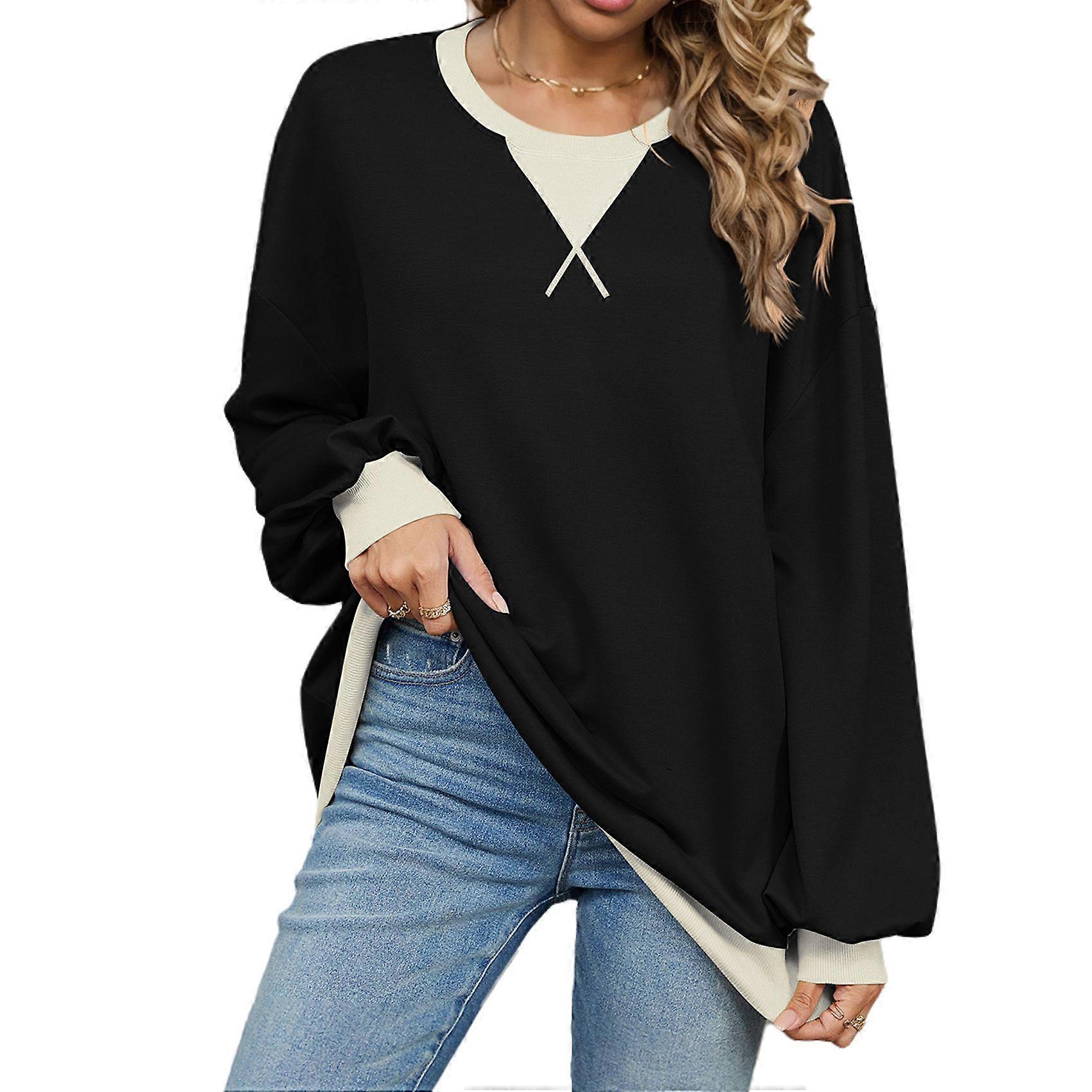 Damen Langarm T-Shirts Schwarz S