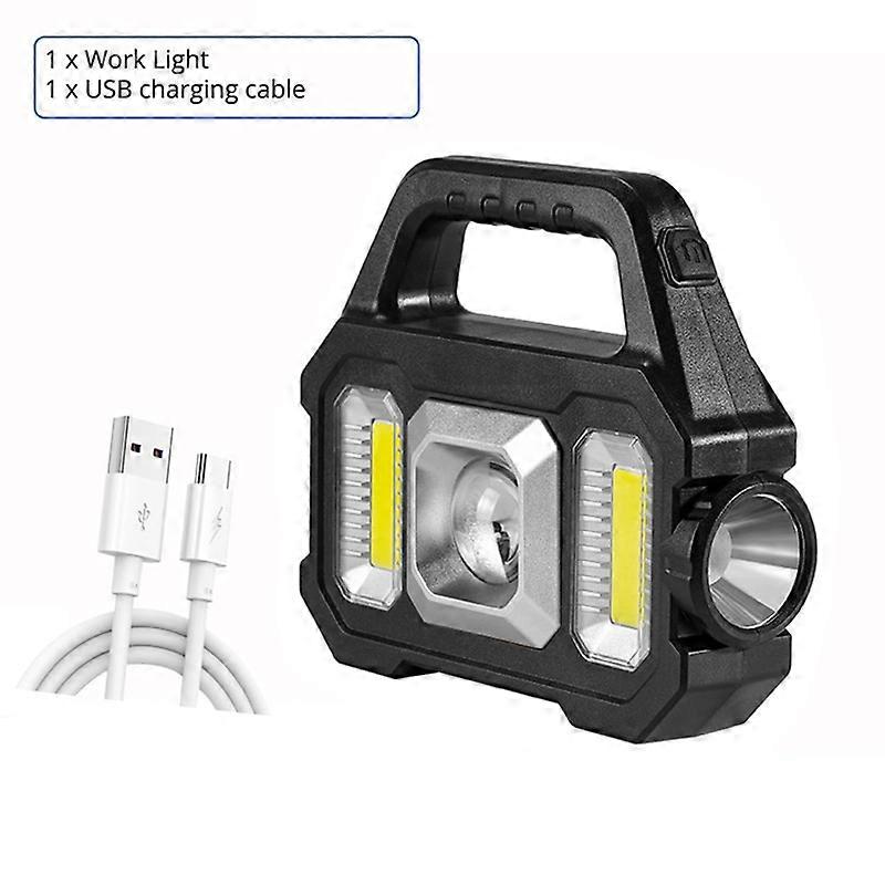 Solar Rechargeable Flashlights Camping Work Light Multi Functional Portable Light Waterproof COB LED 6 Lighting Modes Lamps