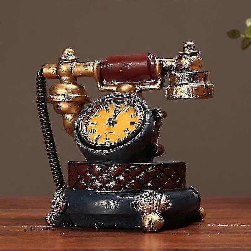 Creative retro telephone model table clock 3d retro children's alarm clock
