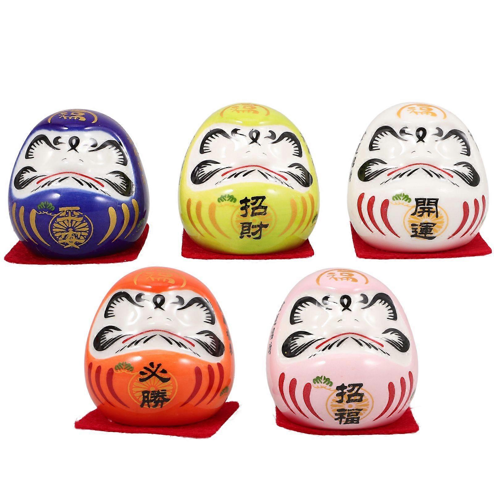 1 Set Japanese Porcelain Doll Mini Zen Ornament for Home Wealth Decoration Traditional Good Luck Figurine for Car Dashboard Decor