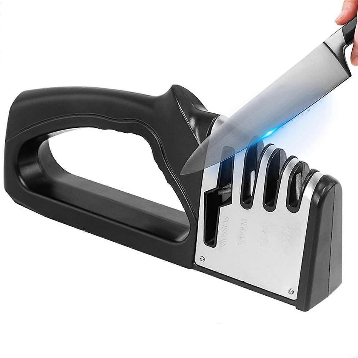 4-in-1 Knife and Scissors Sharpener for Kitchen, 4-Stage System to Repair, Re-sharpen and Polish Blades