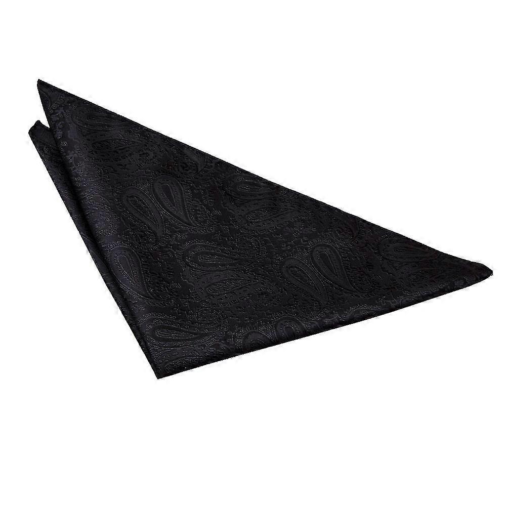 JiaWei Black Paisley Pocket Square 9Jm