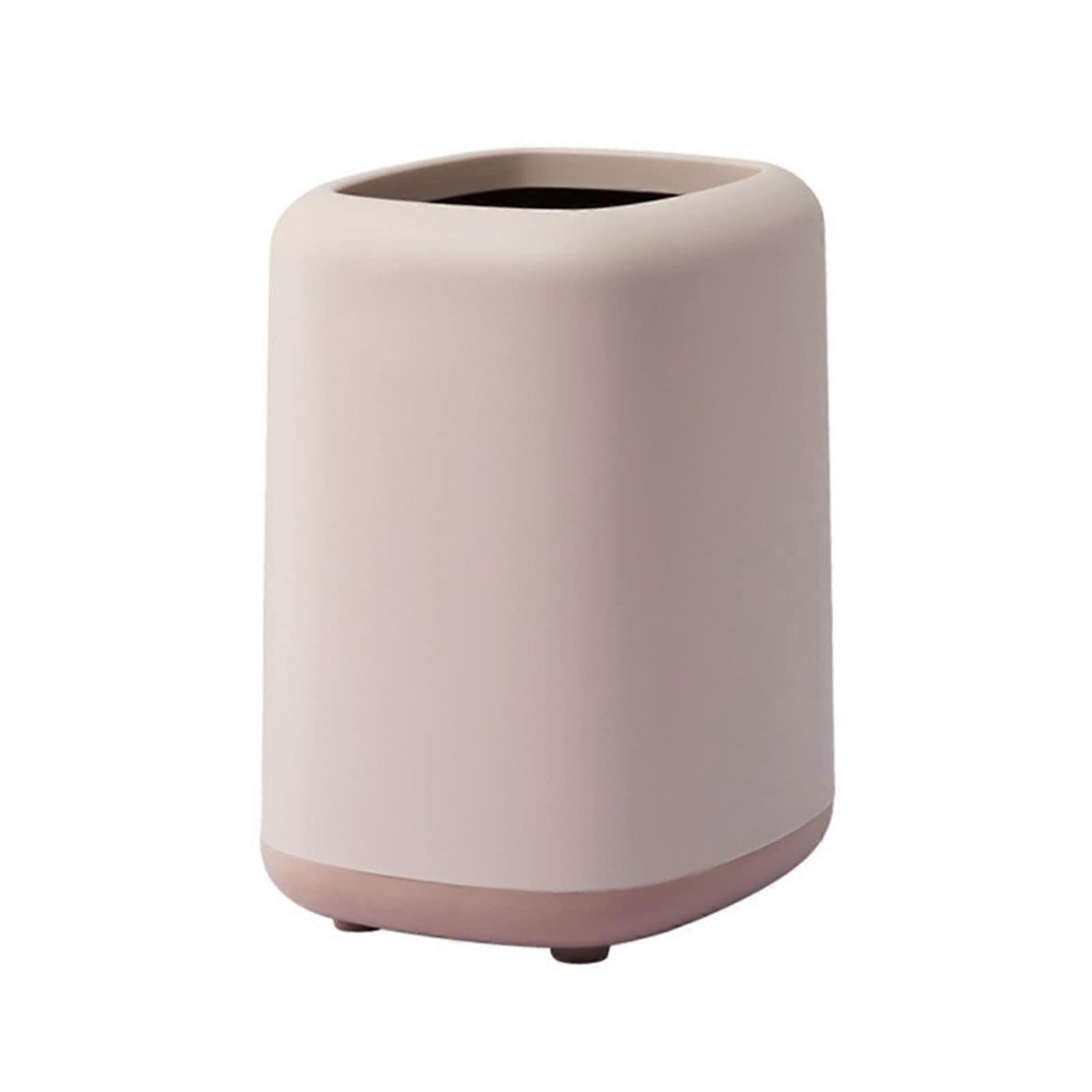 Desk Trash Can Small Plastic Trash Can No Lid Wastebasket Garbage Container Waste Bin for Bathrooms Powder Rooms Kitchen Home Offices (Color : Pink)
