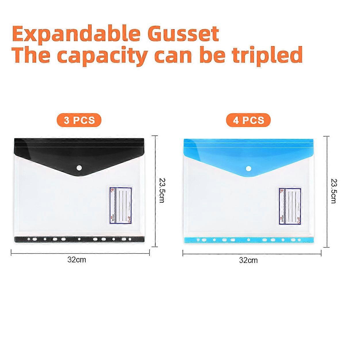 7pcs color file bag Document storage bag with business card information bag a4 button file bag