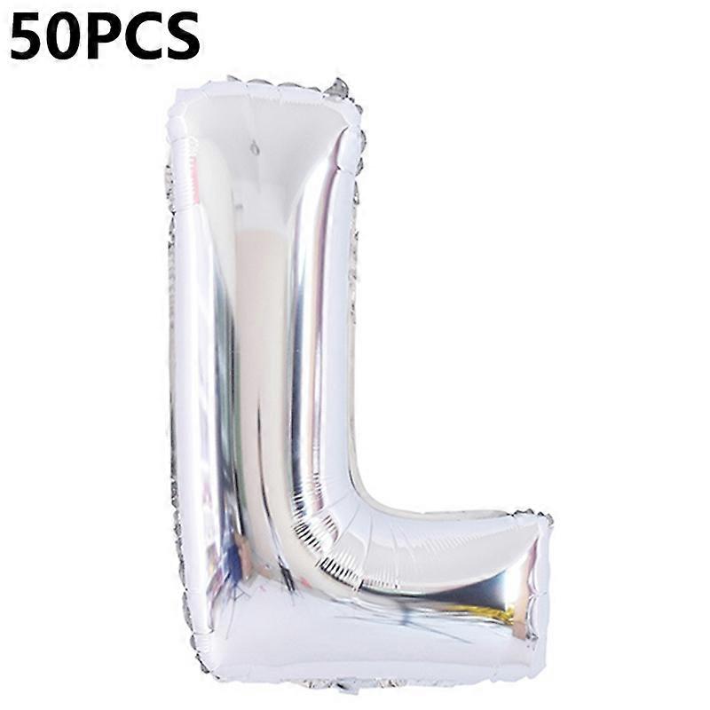 PJ-Q04 50 قطعة 70 سم حرف أبجدية AZ رقائق الألومنيوم بالون عيد ميلاد حفل الديكور ، فضي