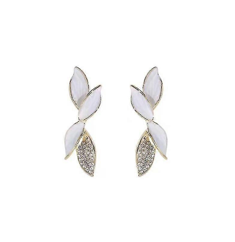 (white)women's French Leaf Earrings