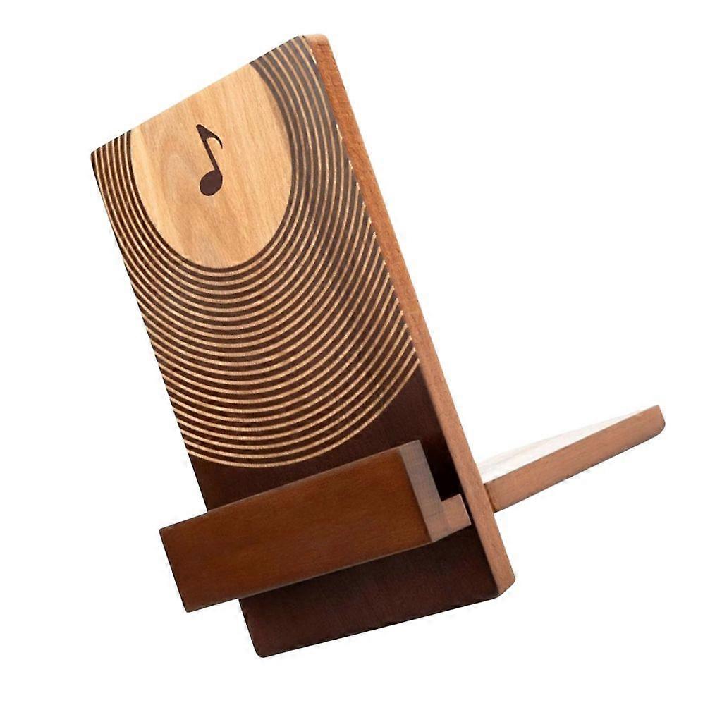 Record Storage Display Stand with Solid Wood Base for Music Enthusiasts