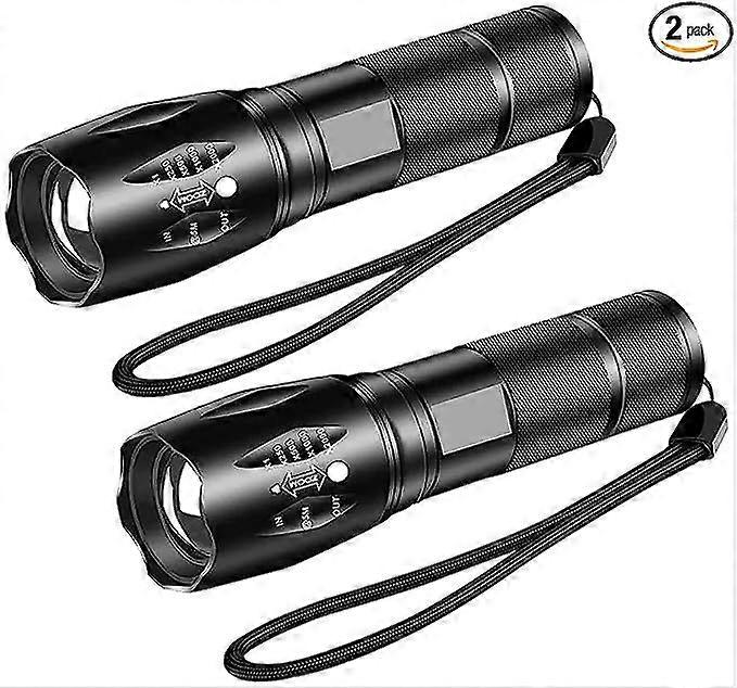 Tactical Flashlight, LED Super Bright Torch, Zoom Adjustable Focus, IP65 Waterproof, Portable, 5 Lighting Modes (2 Pack)