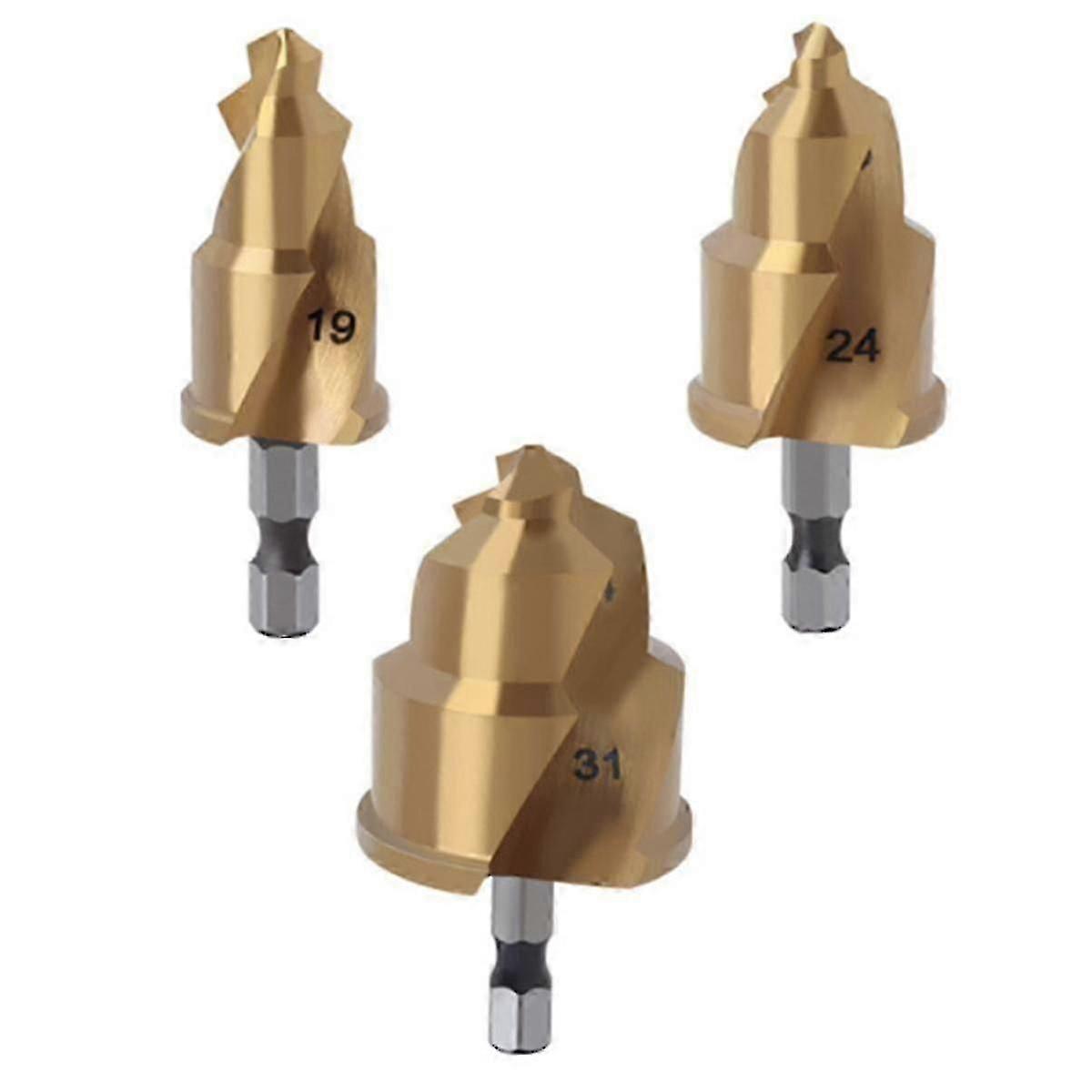 3pcs 20/25/32mm Step Drill Bit with Limit Swivel Groove for Water Pipe PPR Lifting Cone Remaining Hole Drilling Tool