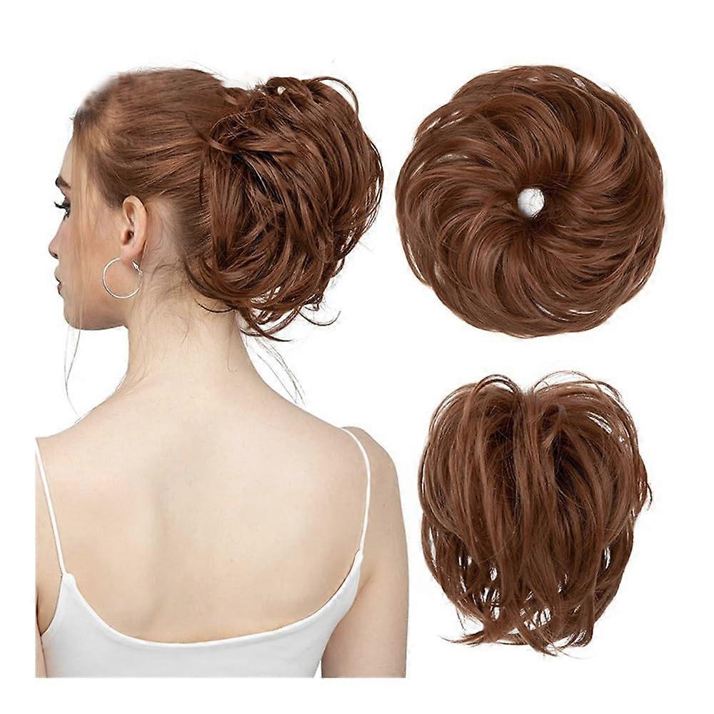 Dutt, Messy Bun Haarring flauschiger Pferdeschwanz Gummiband glattes Haaraccessoire für Frauen (Gold)