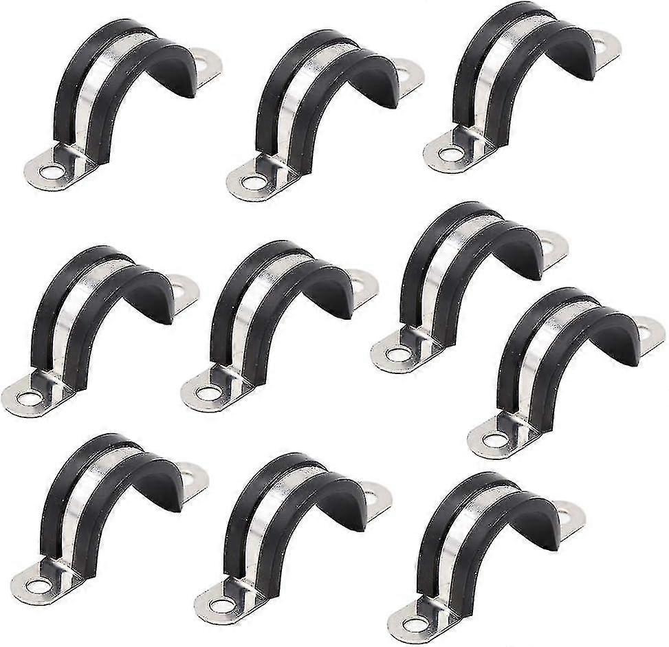 10pcs 25mm U-Pipe Clips with EPDM Rubber Cushion Cable Clamps Mounting Brackets