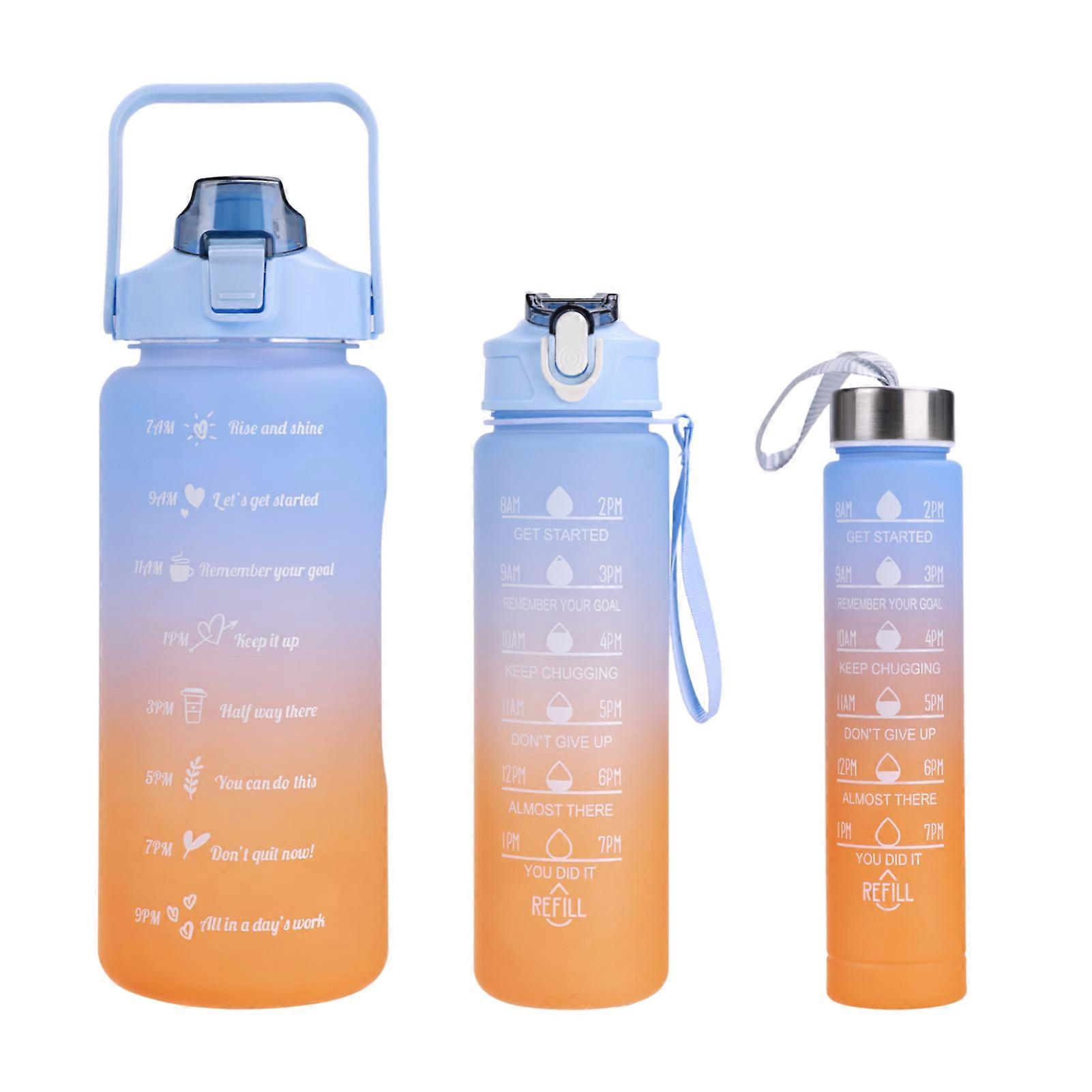3pcs Restez hydraté n’importe où : bouteille d’eau étanche portable avec marqueur de temps et lanière réutilisable