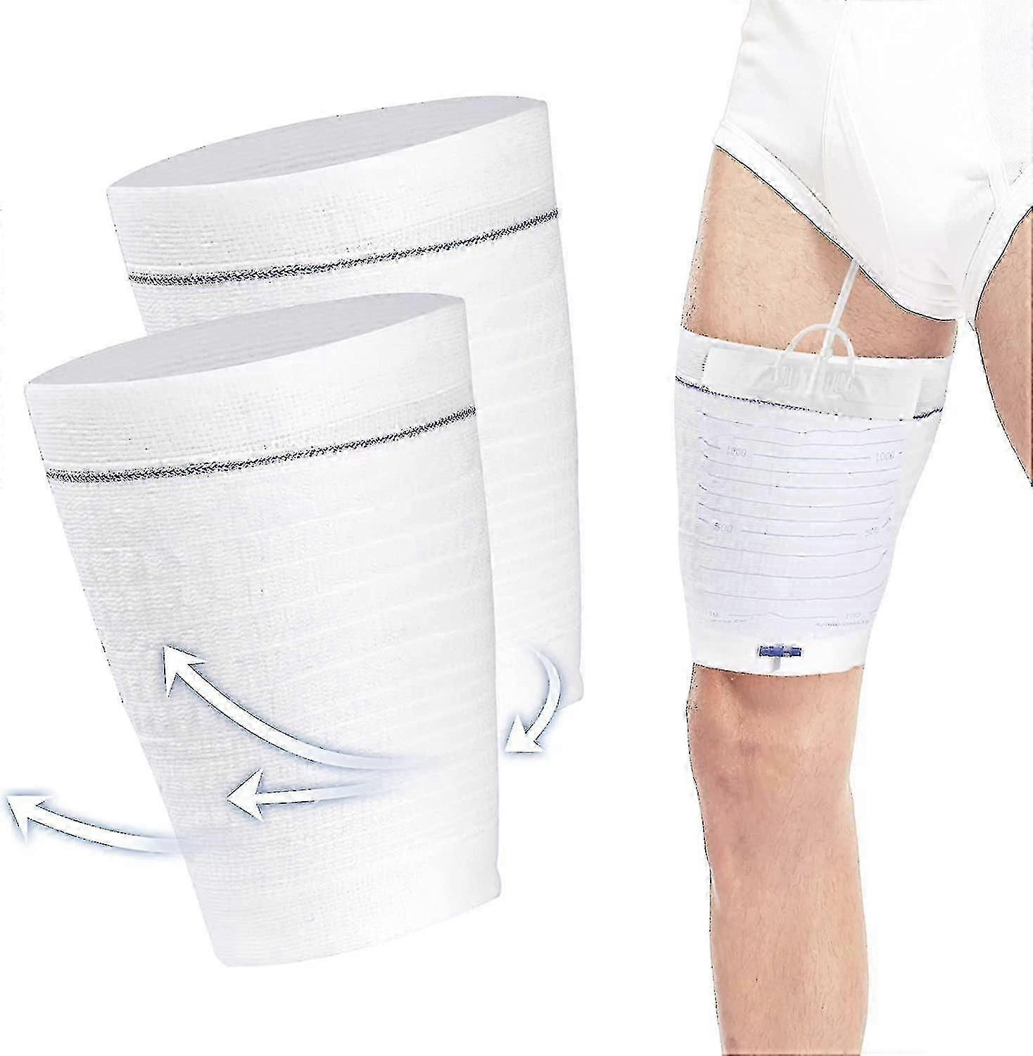Porte-sac de jambe de cathéter réutilisable lavable - 2 pièces, convient à une circonférence de jambe de 36 à 55 cm
