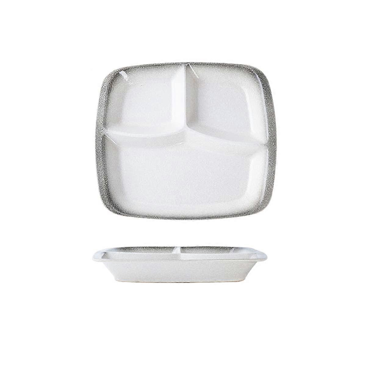 Dessert Bowls, Tapas Dishes, Elegant Square Split Ceramic Plates, Dinner Plates, Lunch Plates, Salad Plates, Tableware for Kitchen, Set of 2, B