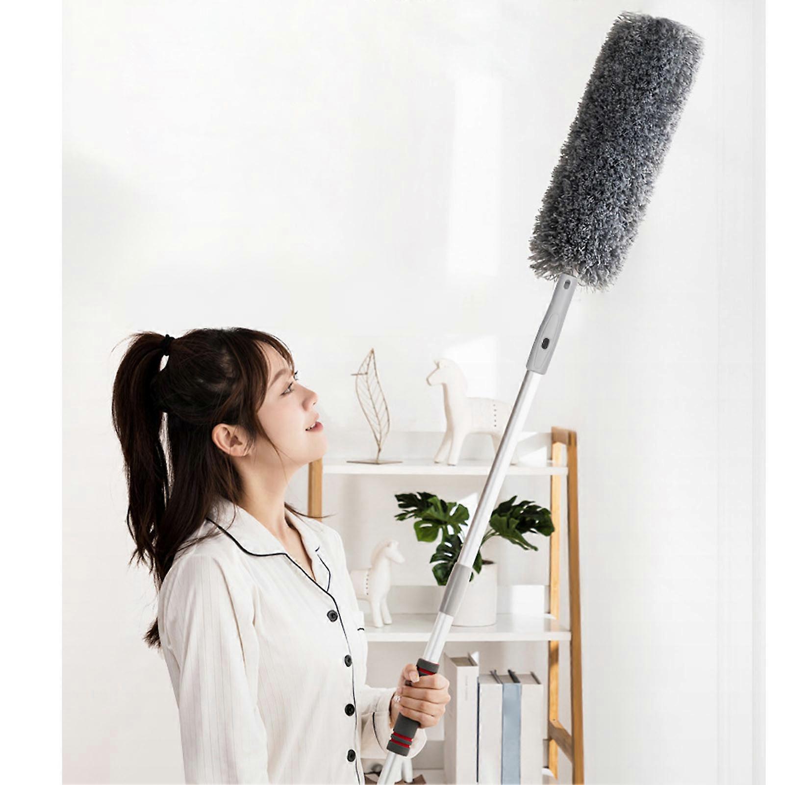 3 Section Aluminium Alloy Pole Extendable Duster Bendable Head Cobweb Microfibre Duster for Blinds Ceiling Cars 