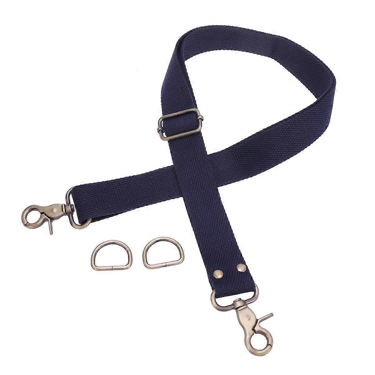 Adjustable Dark Blue Canvas Bag Strap Universal Shoulder Crossbody Purse Replacement Belt With Clip Attachments