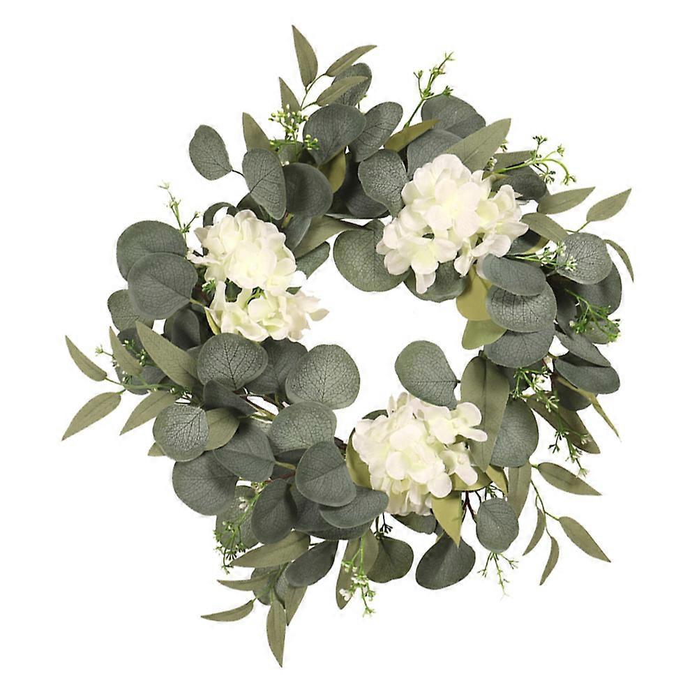 Green Eucalyptus Wreath for Door Decoration with Realistic Texture Synthetic Material 1Pc