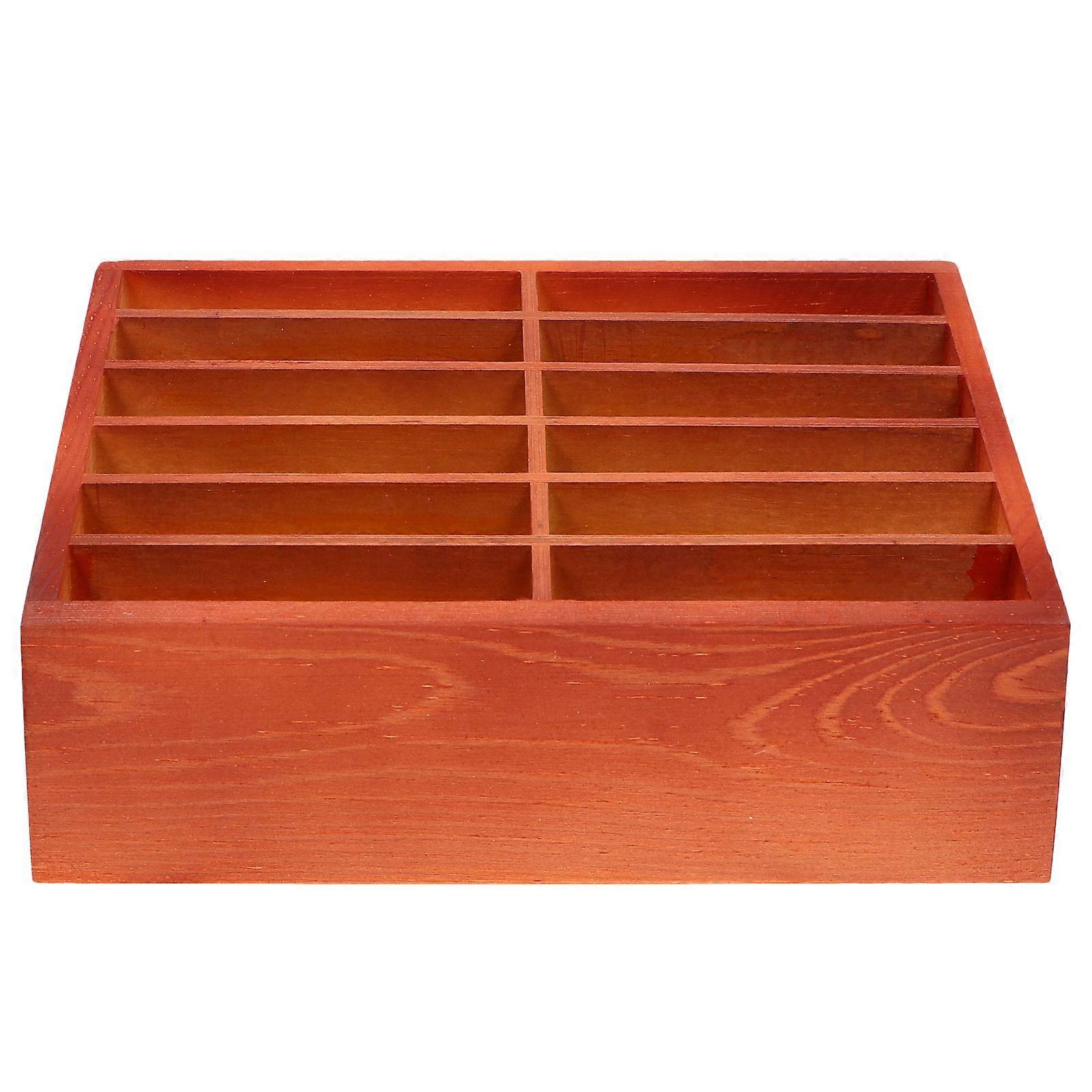 12 Grids Phone Desktop Organizer Box Temporary Wooden Phone Stand